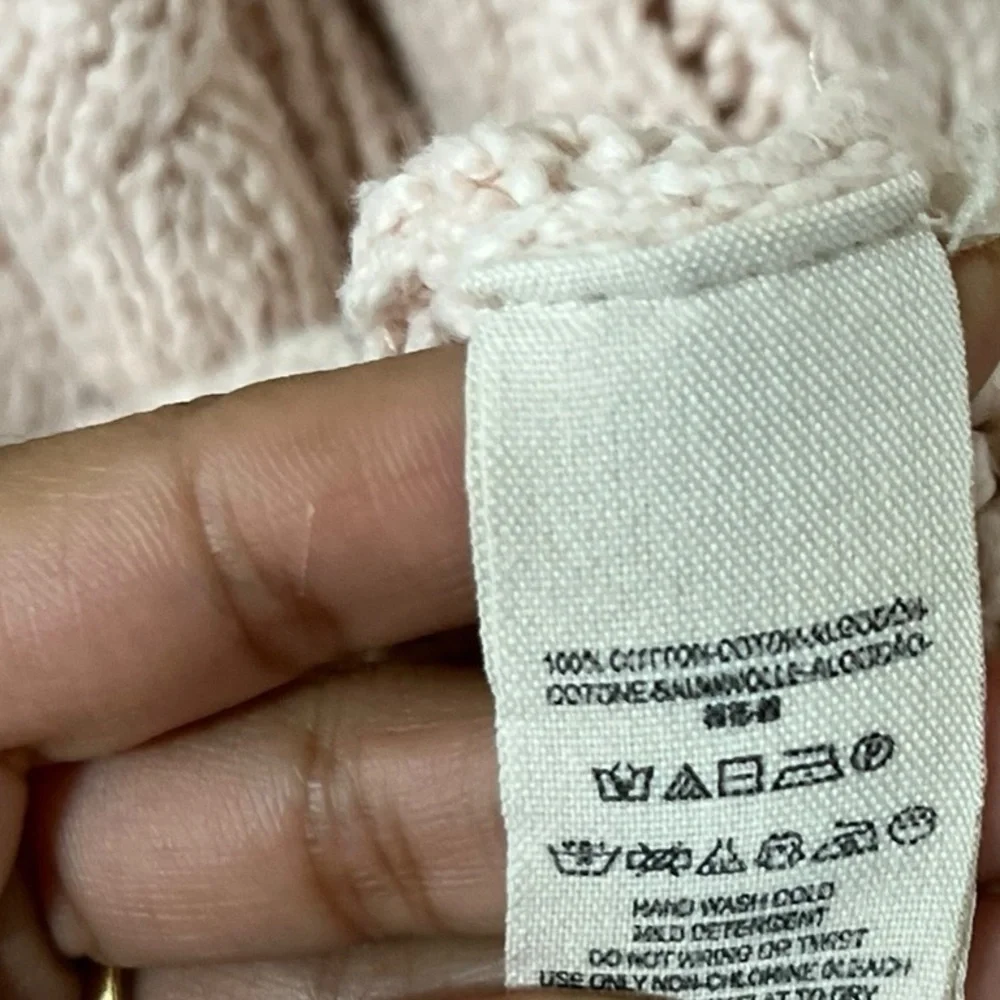 FREE PEOPLE Easy Cable Knit Pink Vneck Sweater Pullover Top